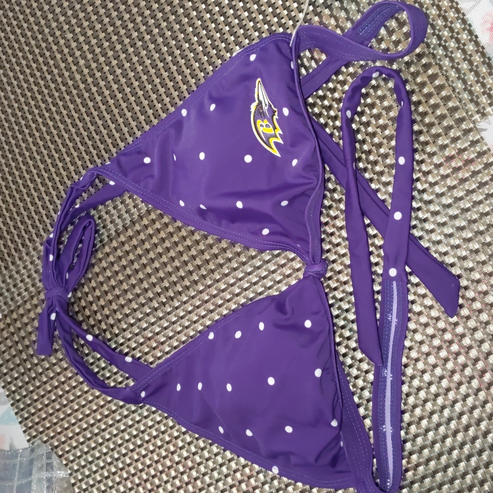 NFL Baltimore Ravens purple polka dot bikini top
